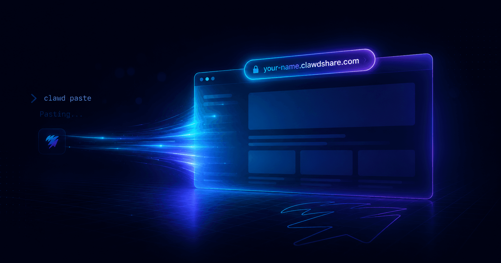 A ClawdShare page going live at your-name.clawdshare.com — built and published by an AI agent from one paste